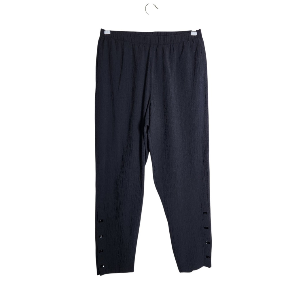 Habitat Clothes To Live In Black Textured Elastic Waist Button Ankle Pants M